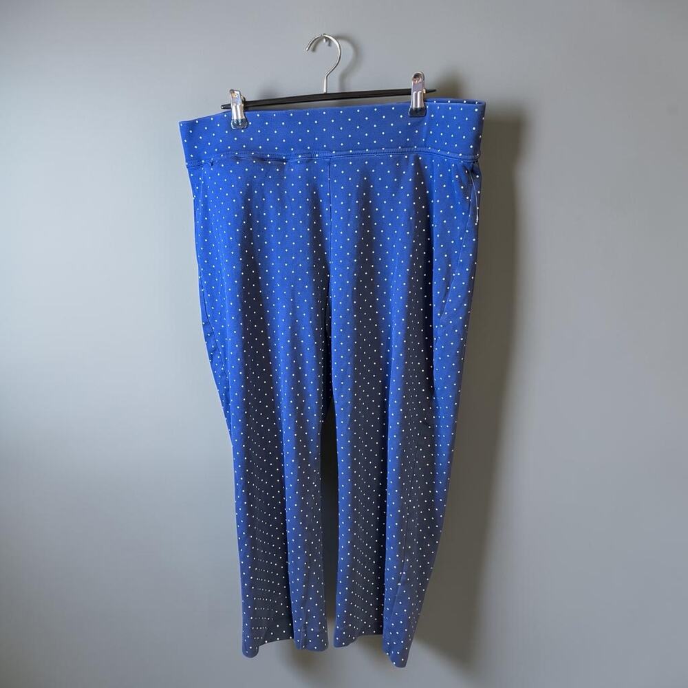 ands' End Women's Size L Navy Blue Polka Dot Capri Crop Pants 21.5"